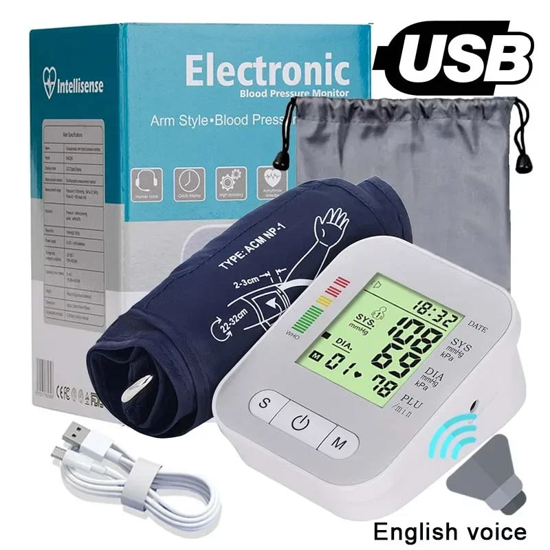 Blood Pressure Monitor Sphygmomanometer Voice Guidance & LCD Cuff